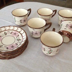 Copper & Pink Luster Demitasse set/6